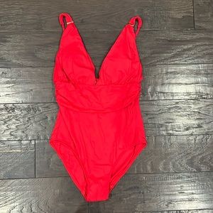 Melissa ODABASH, One Piece Swimsuit, OTS Ruched, Red, USA 10
